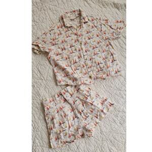 Sailboat Print Pajama Set - Multicolor